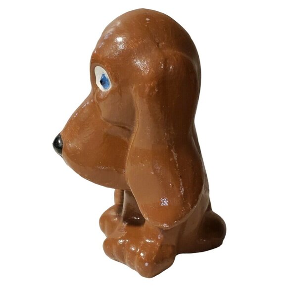 Vintage Handcrafted Ceramic Dog Figurine Brown With Blue Eyes - Picture 2 of 5